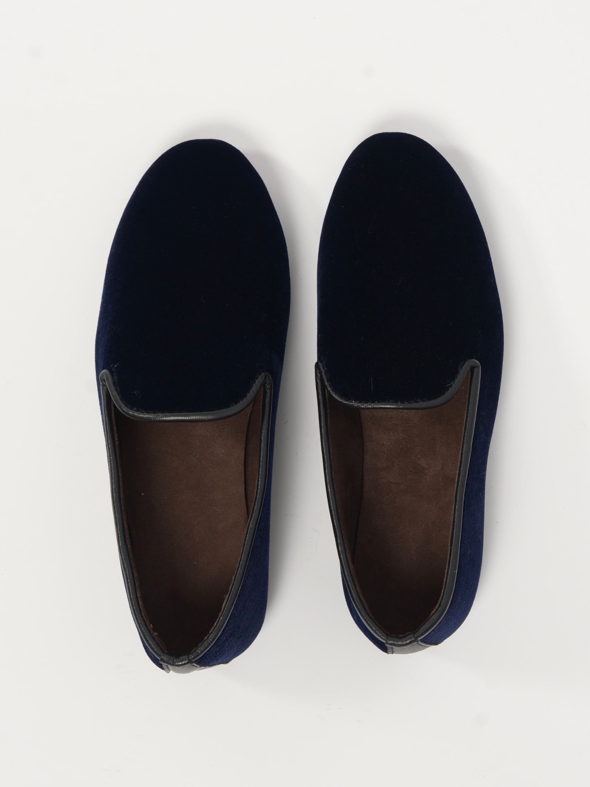 Velvet and leather slippers