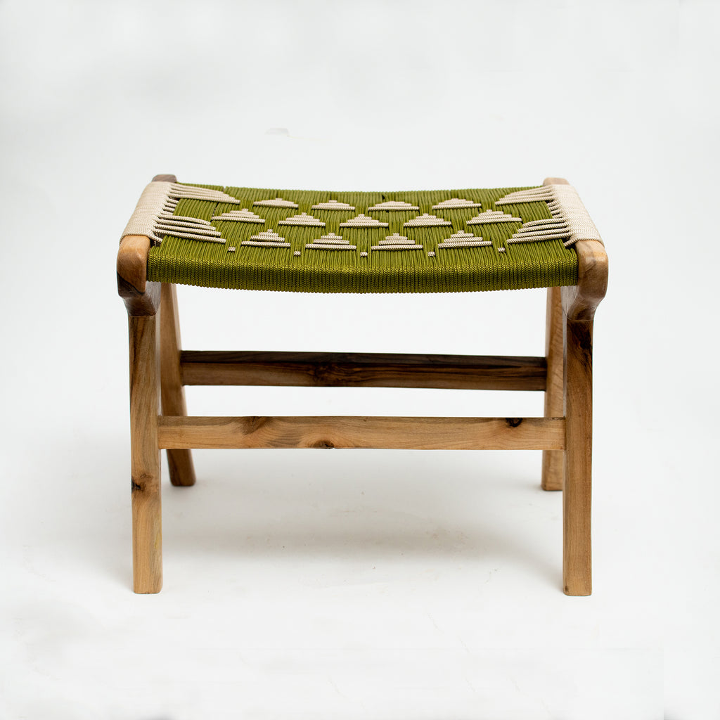 Tabouret artisanal en corde tressée