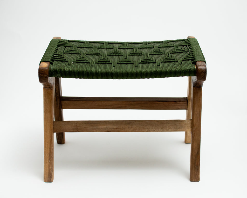 Tabouret artisanal en corde tressée