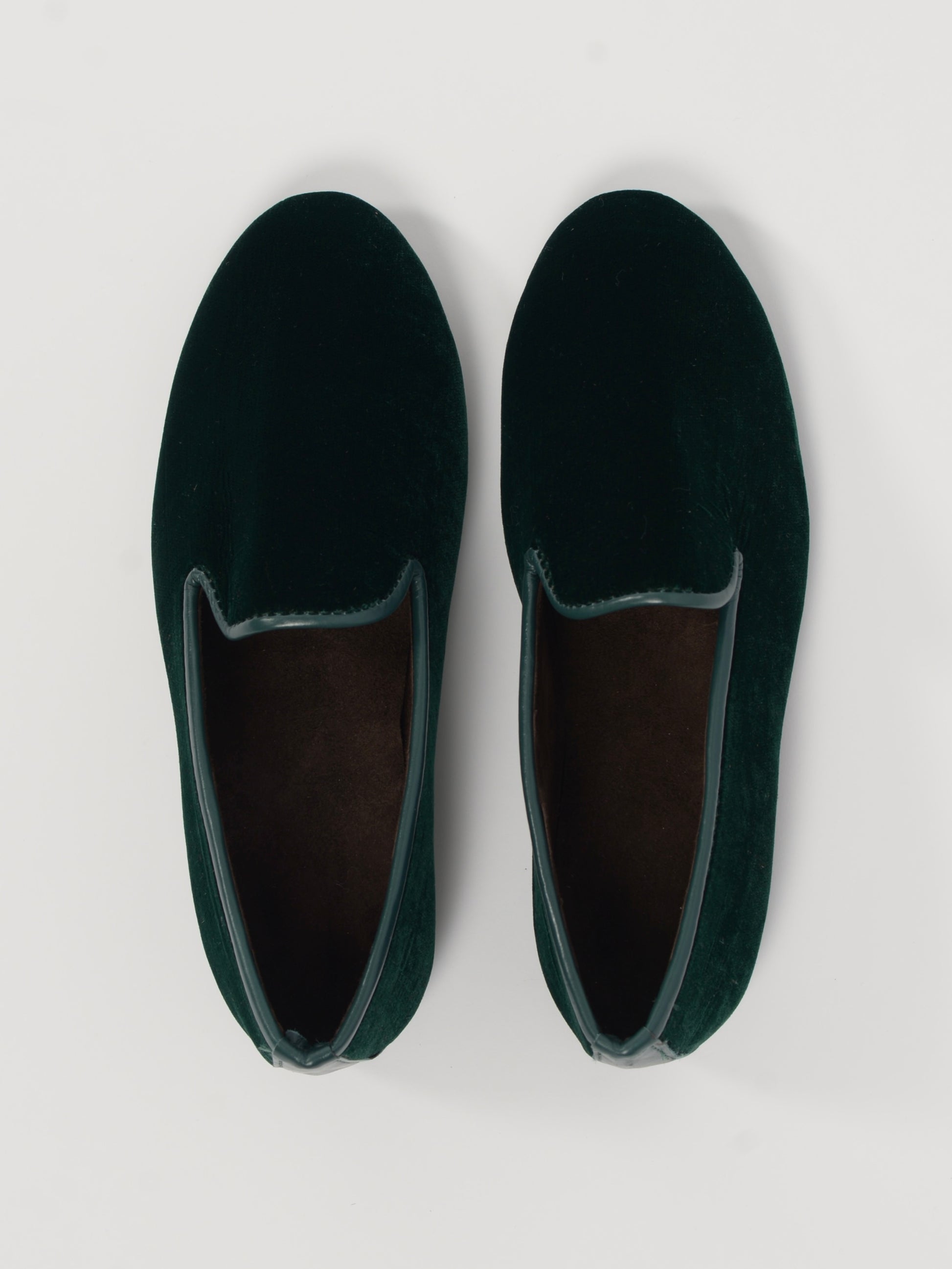 Velvet and leather slippers