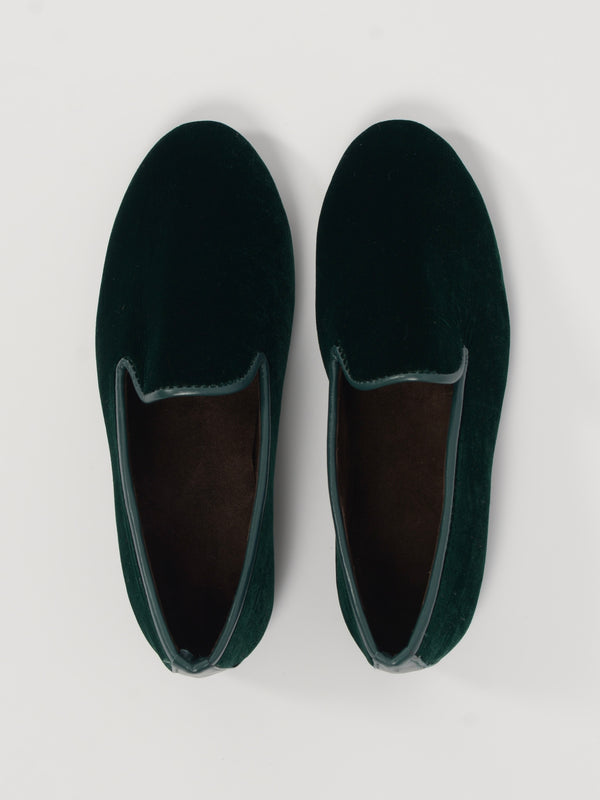 Slippers velours bordures cuir - Artisanat Maroc