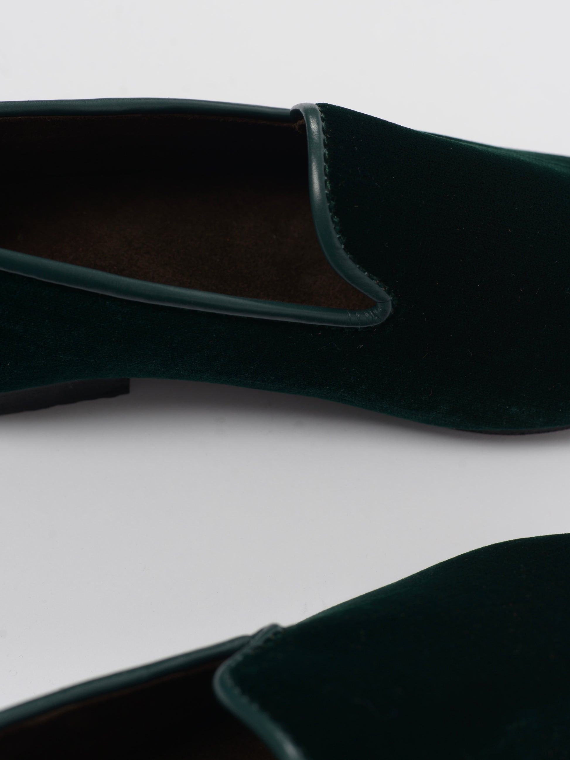 Velvet and leather slippers