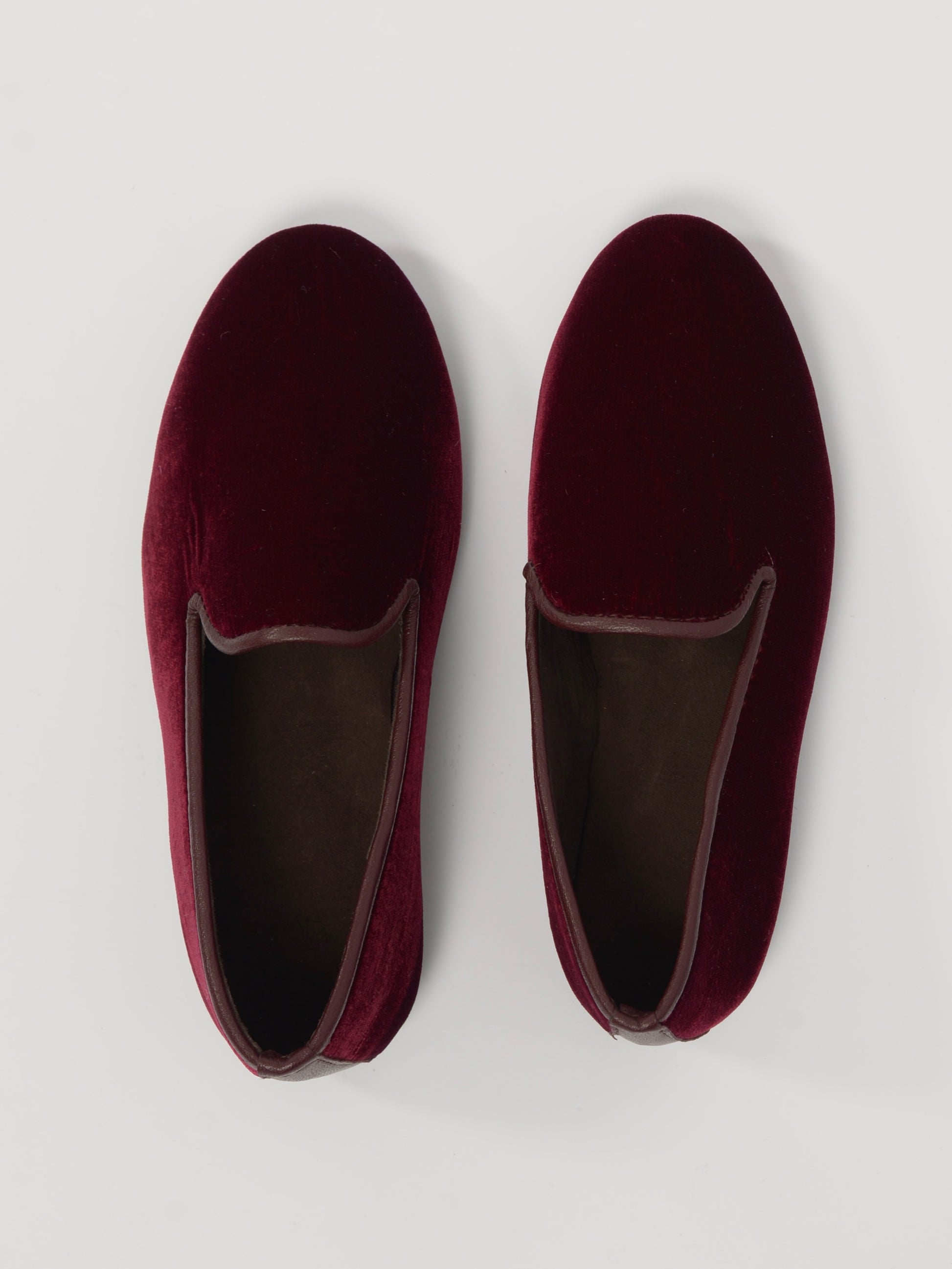 Velvet and leather slippers