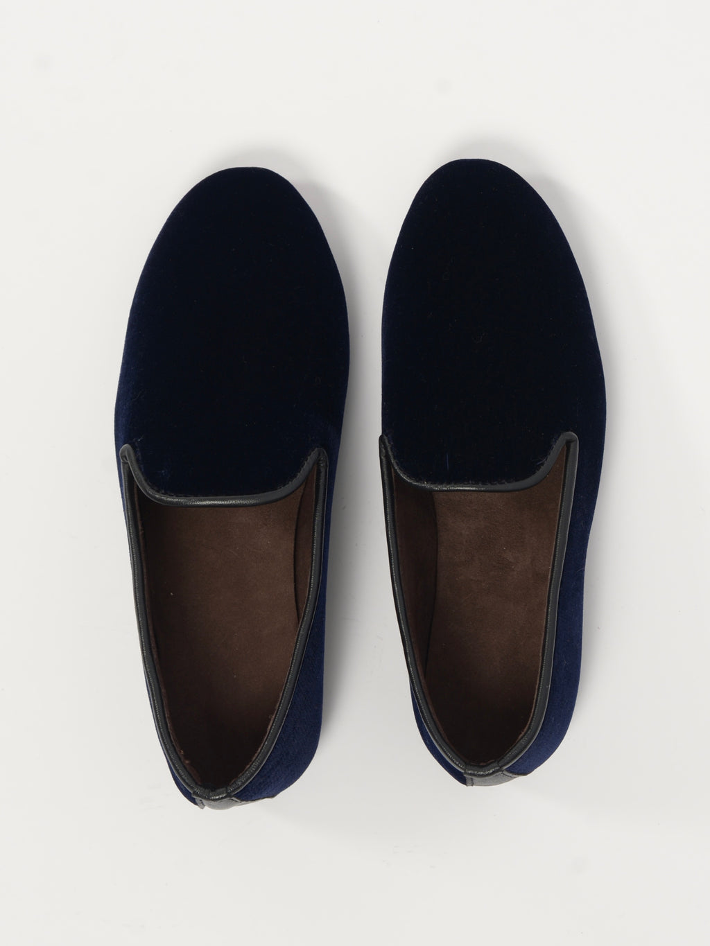 Velvet and leather slippers