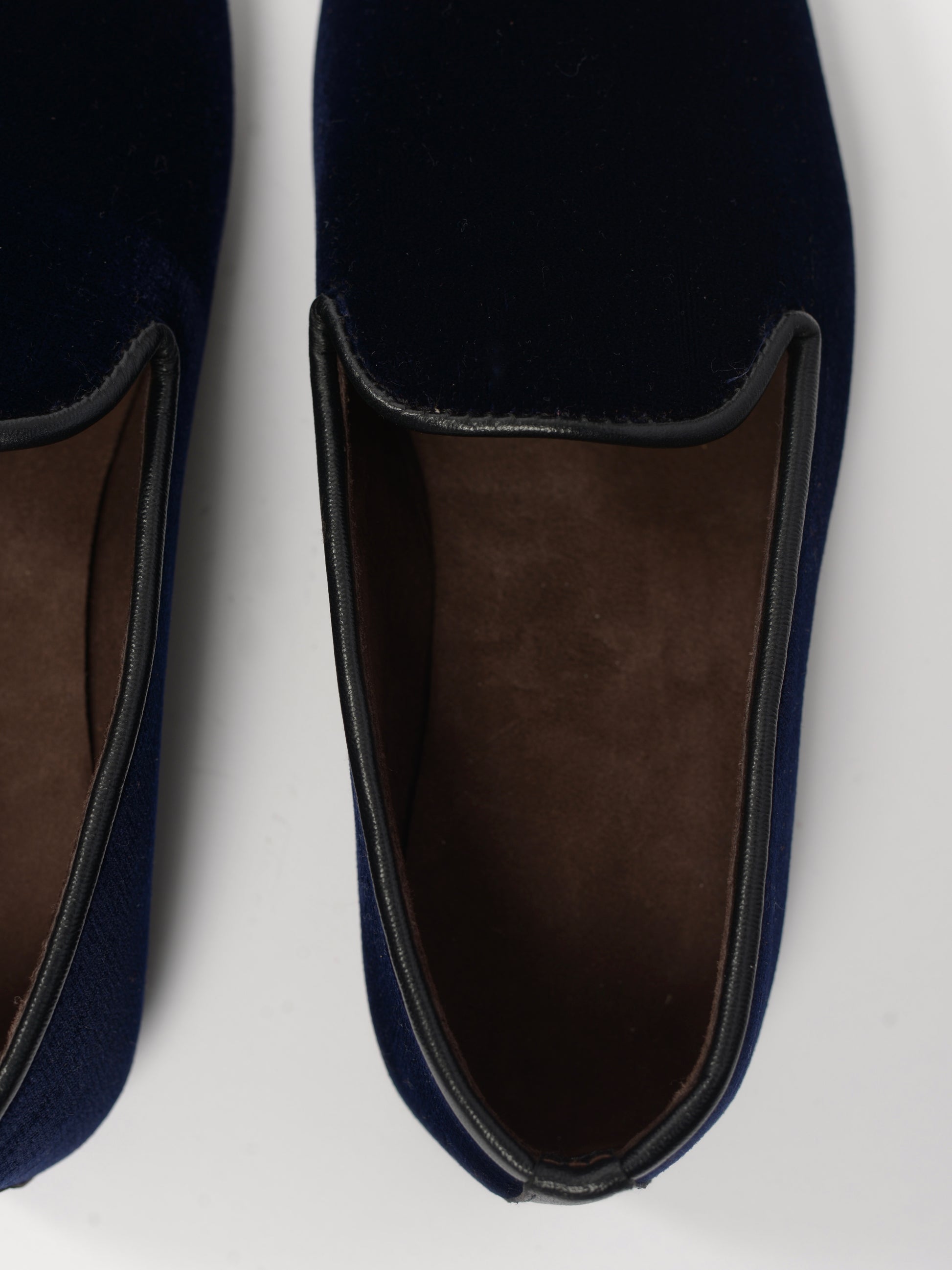 Velvet and leather slippers