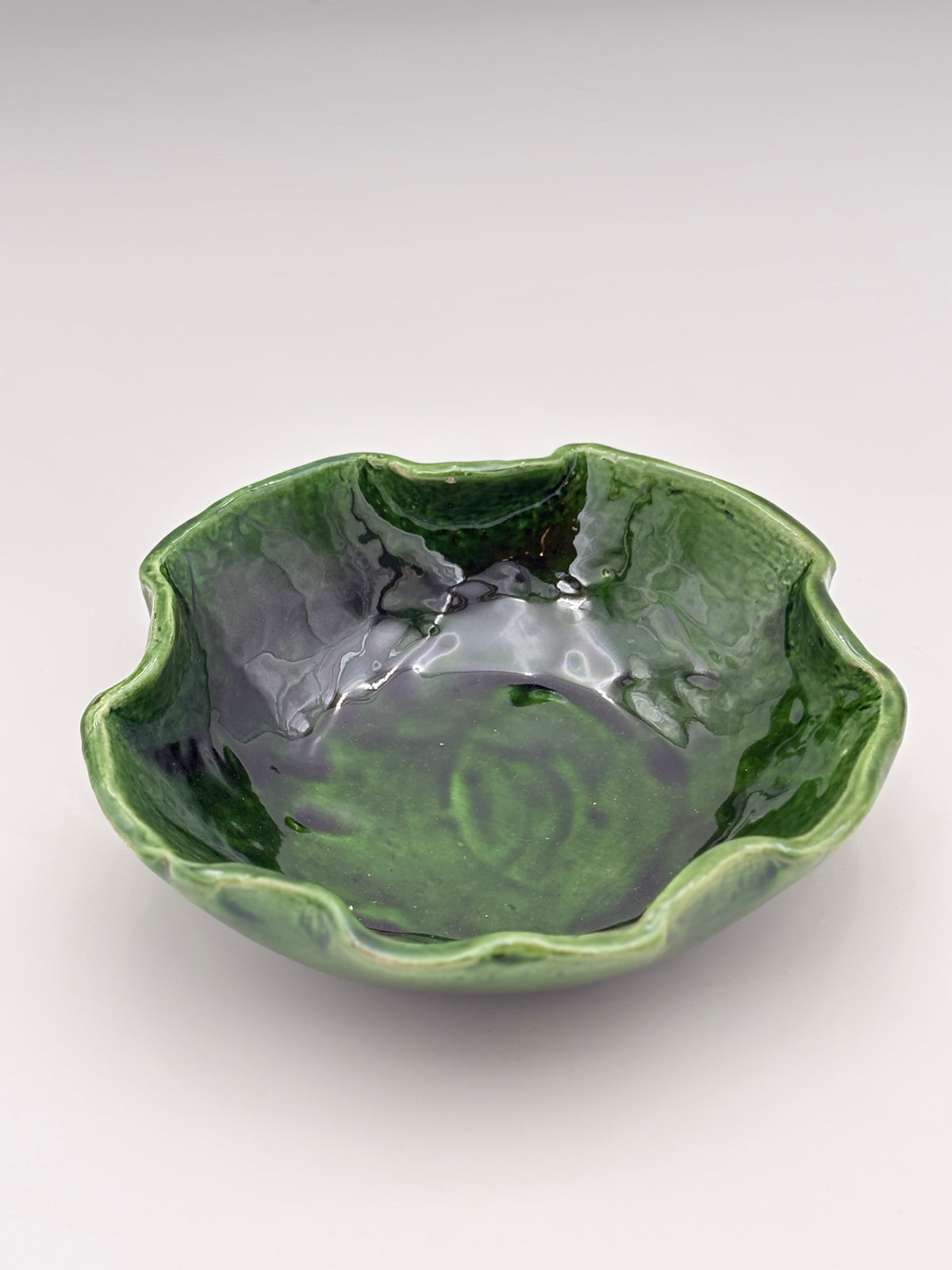 Coupe zig zag céramique verte - Artisanat Maroc