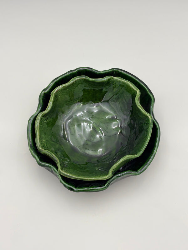 Coupe zig zag céramique verte - Artisanat Maroc