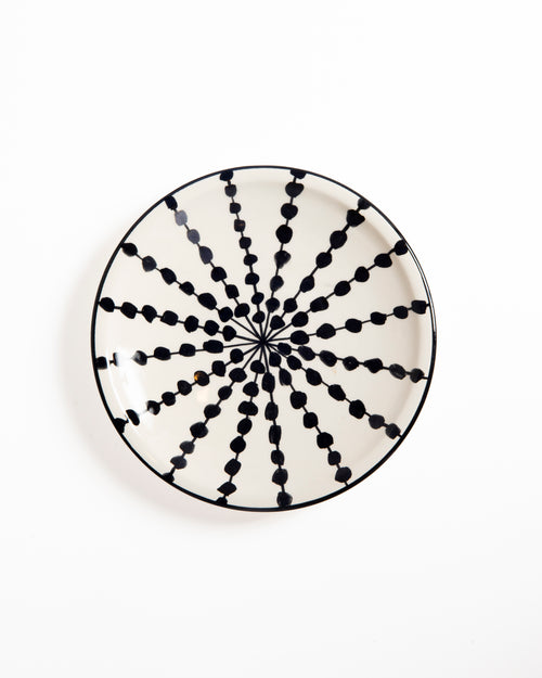 Black and white handmade plate