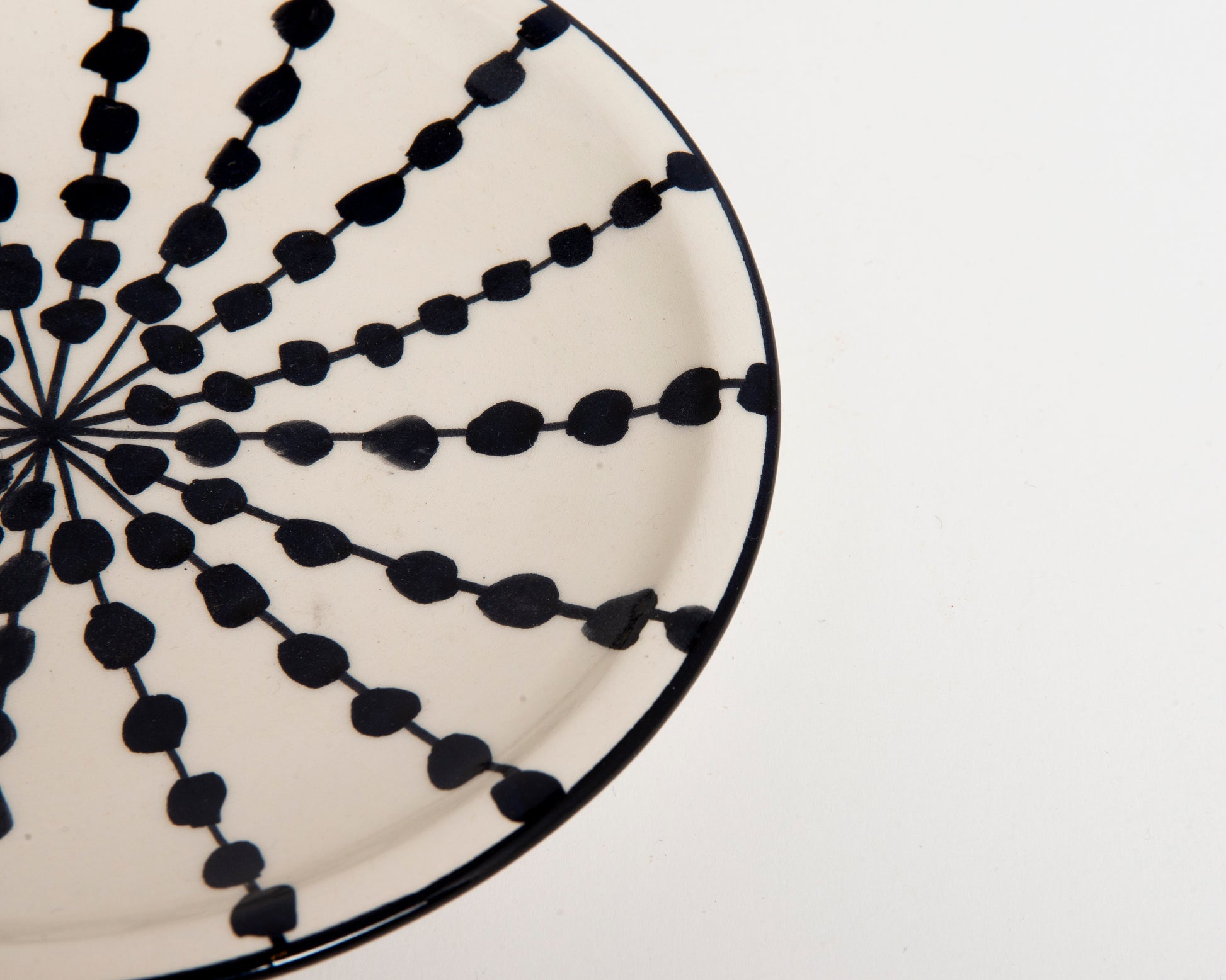 Black and white handmade plate