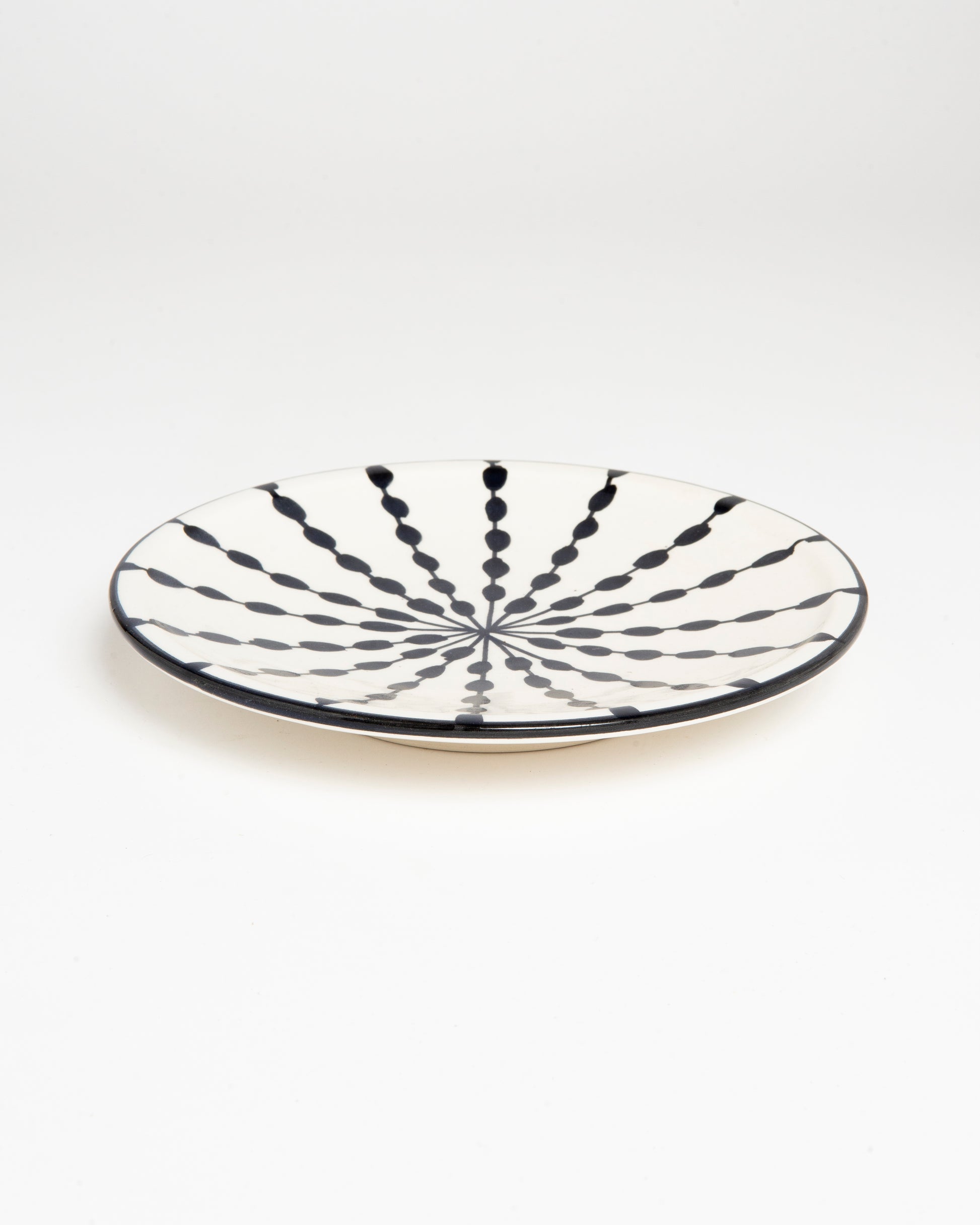 Black and white handmade plate