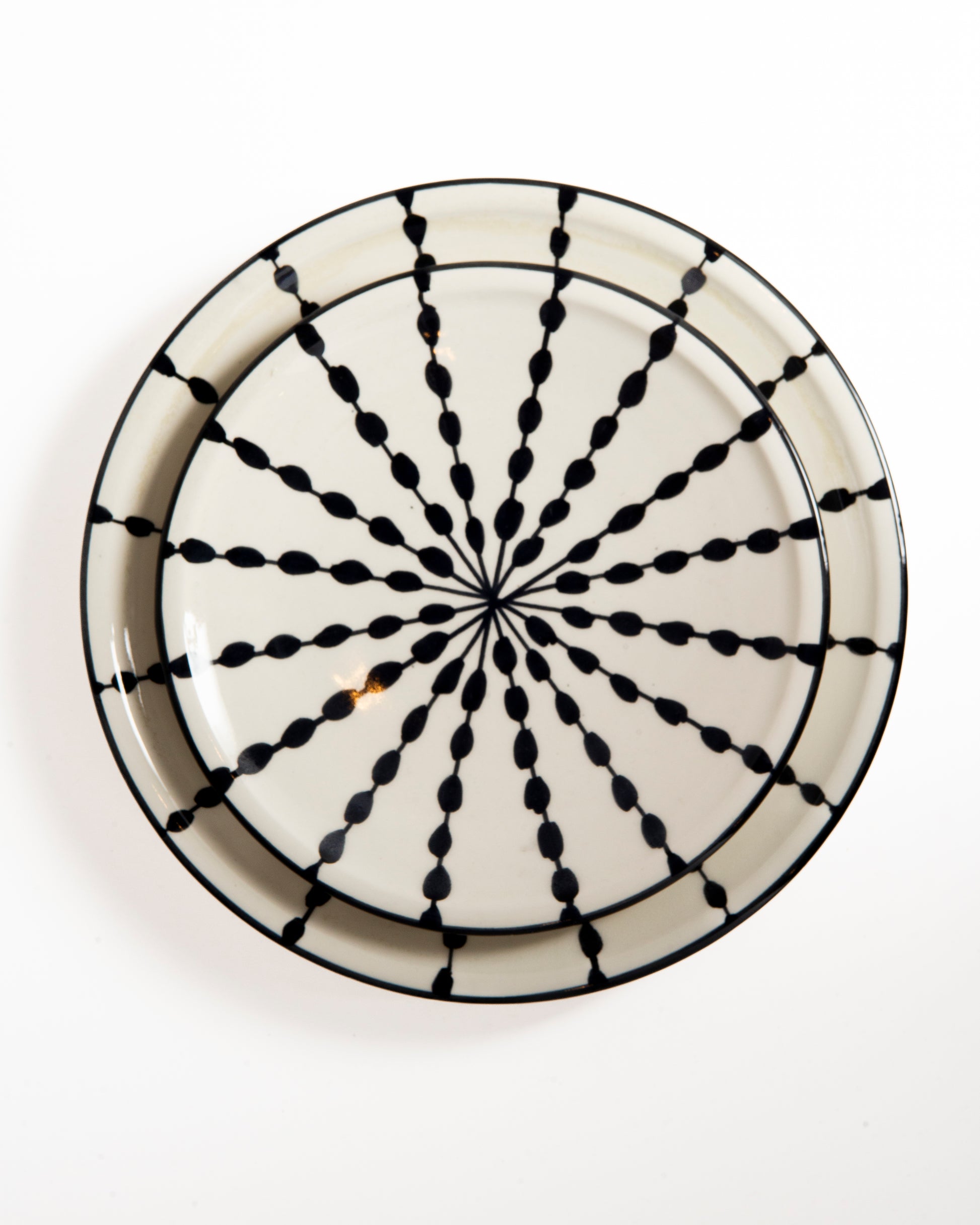 Black and white handmade plate