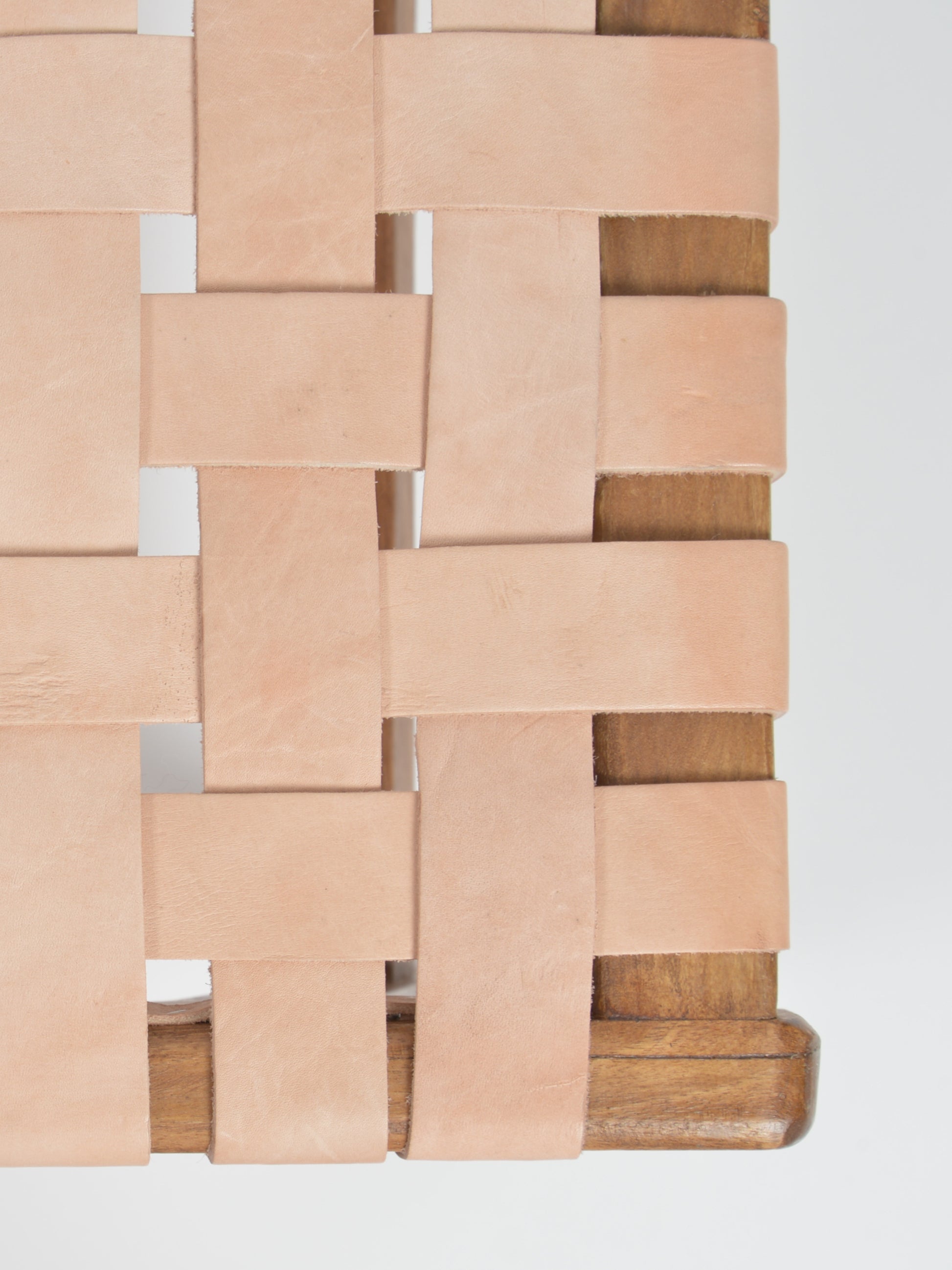 Handcrafted woven leather stool