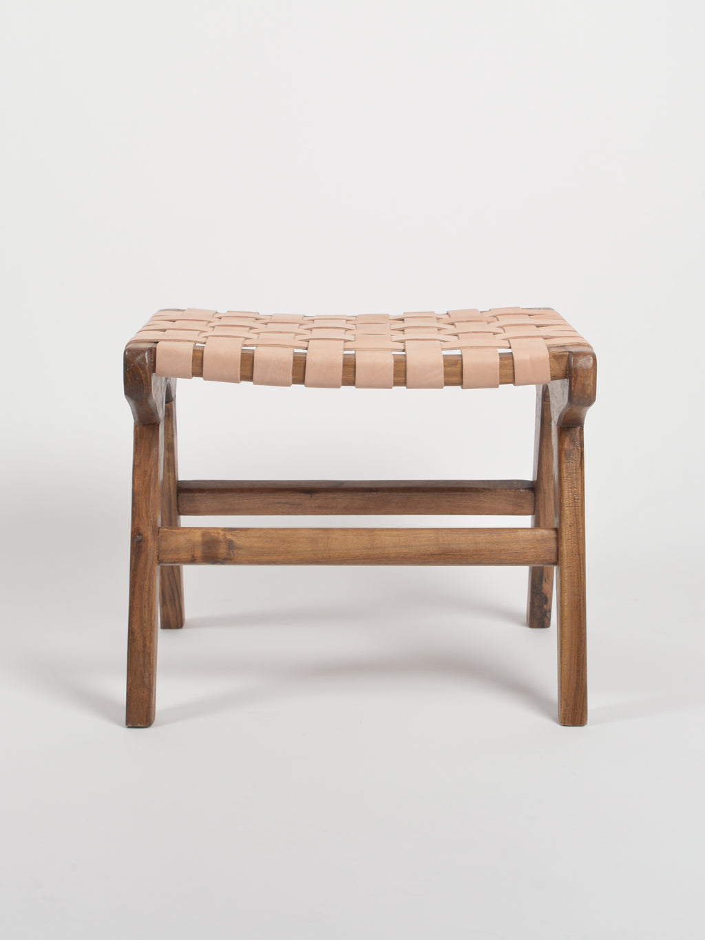 Handcrafted woven leather stool