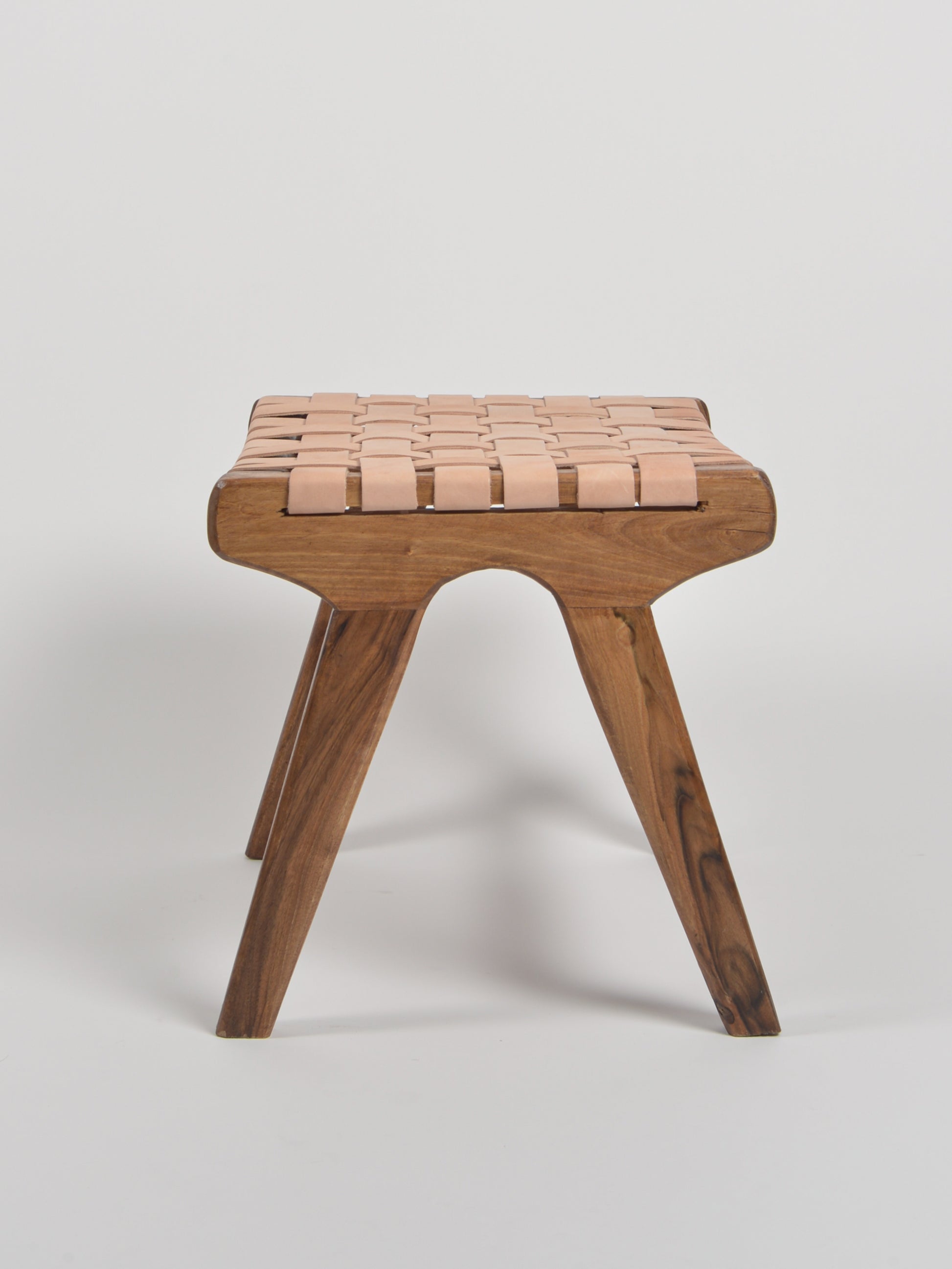 Handcrafted woven leather stool