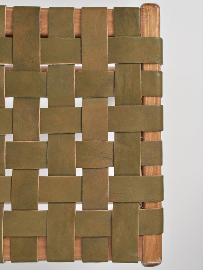 Handcrafted woven leather stool