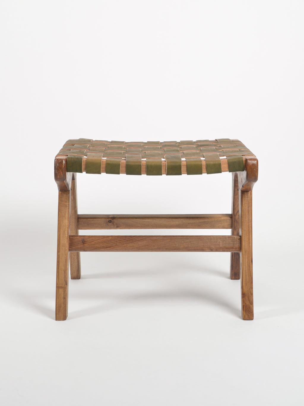 Handcrafted woven leather stool