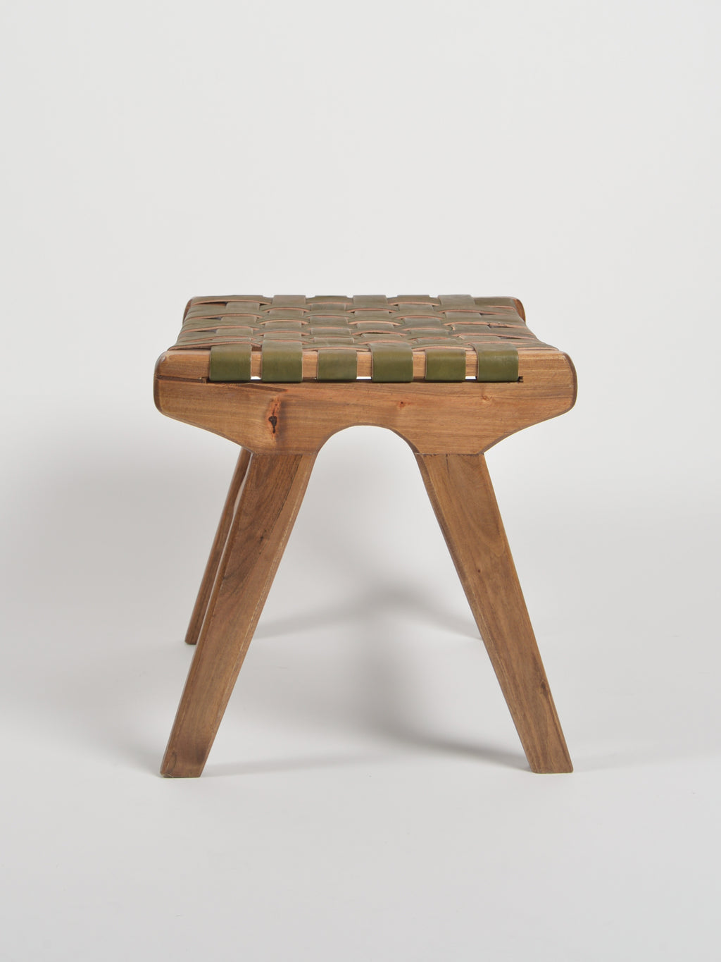 Handcrafted woven leather stool