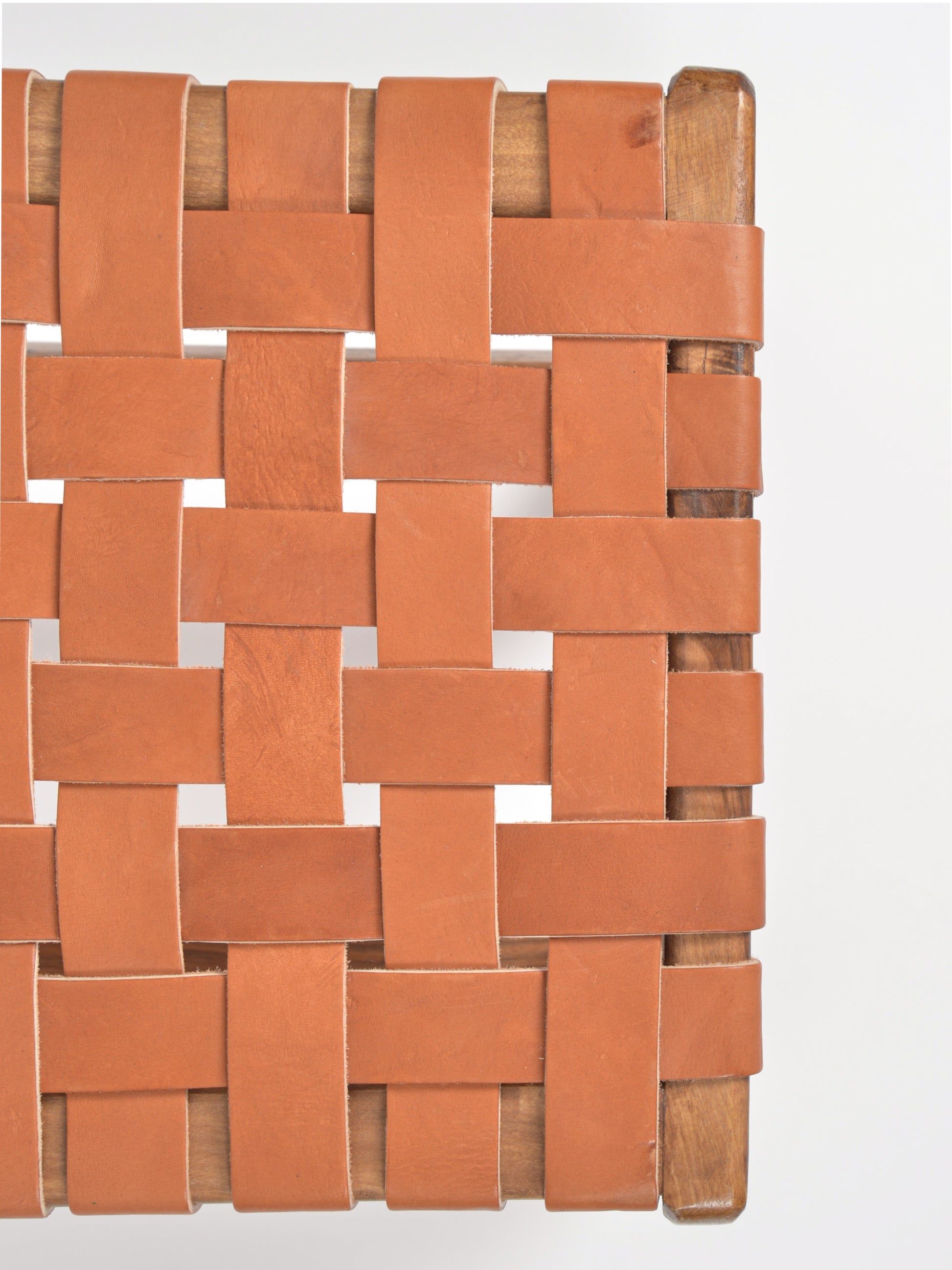 Handcrafted woven leather stool