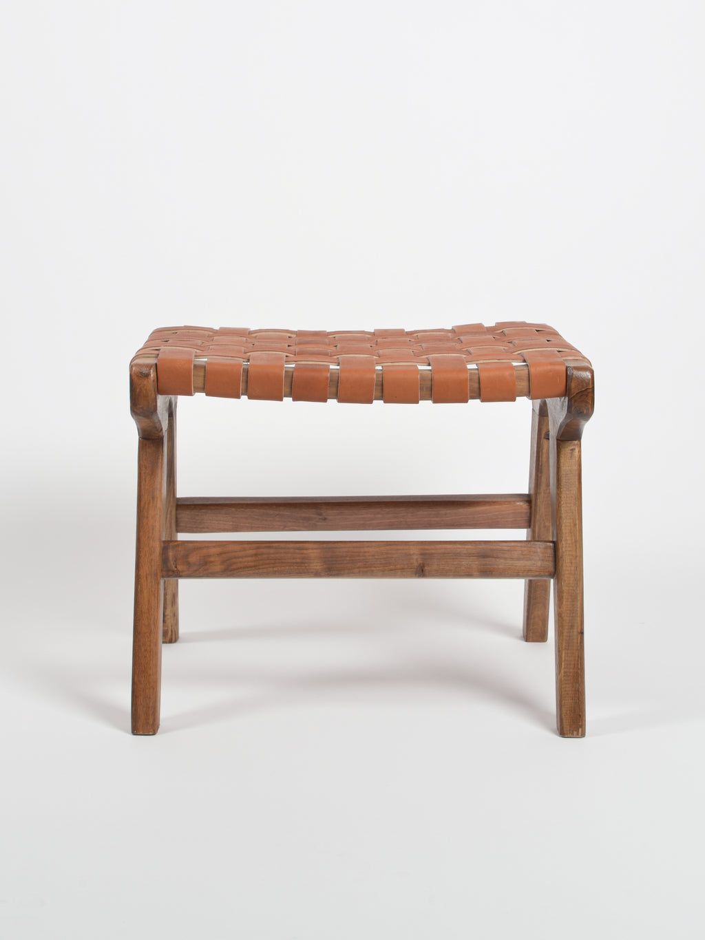 Handcrafted woven leather stool