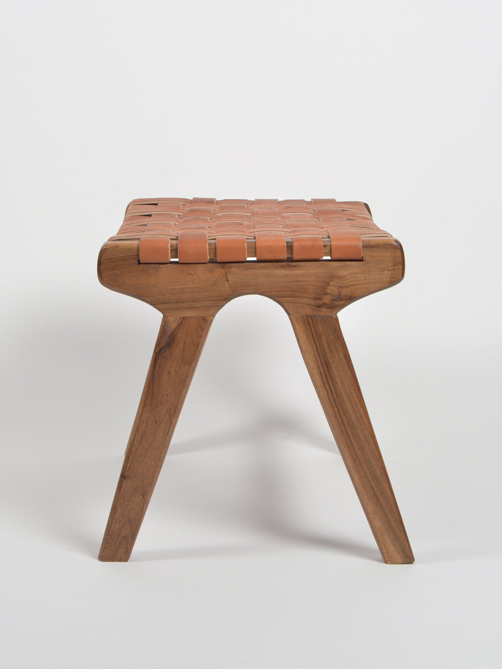 Handcrafted woven leather stool