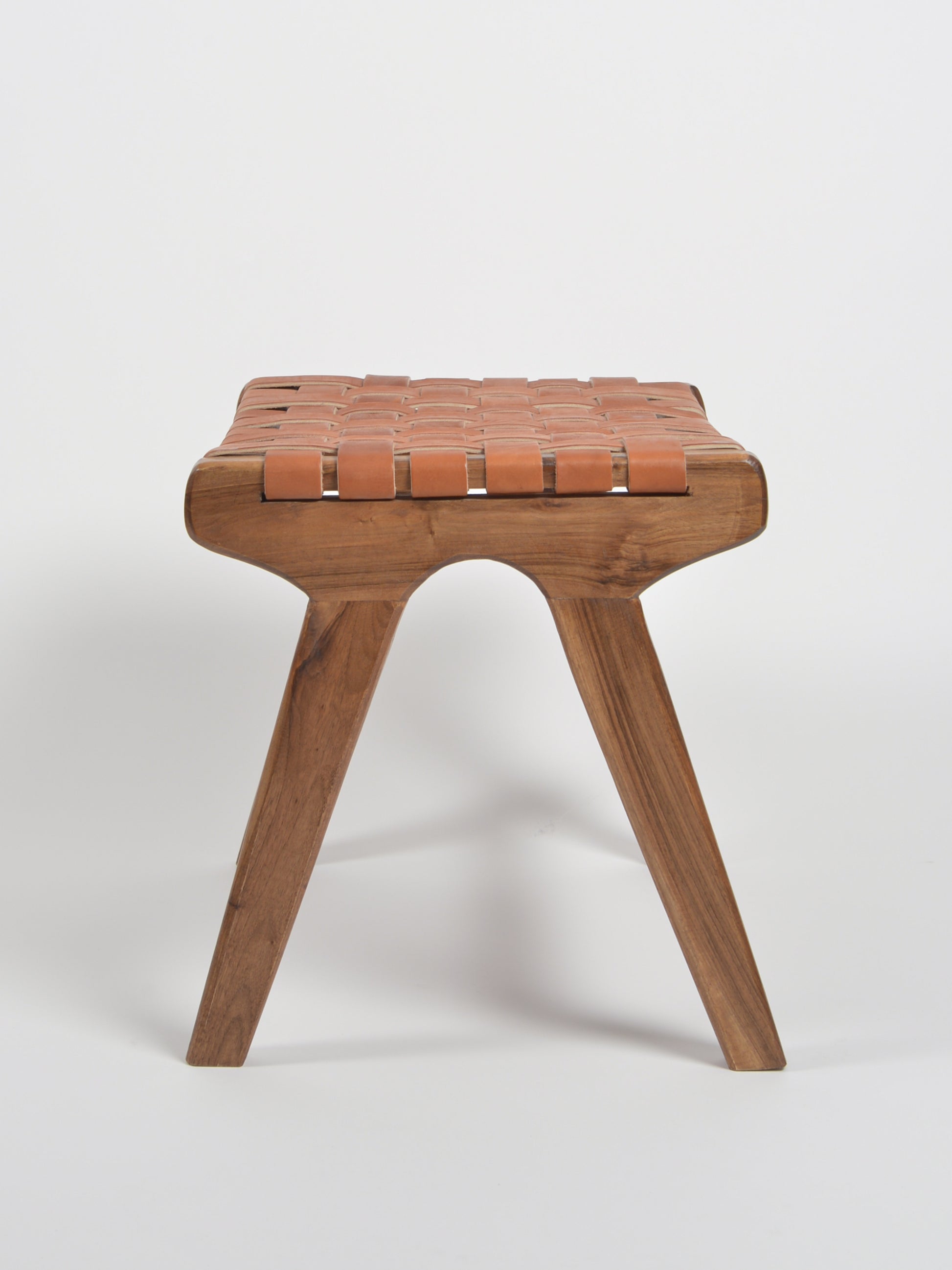 Handcrafted woven leather stool