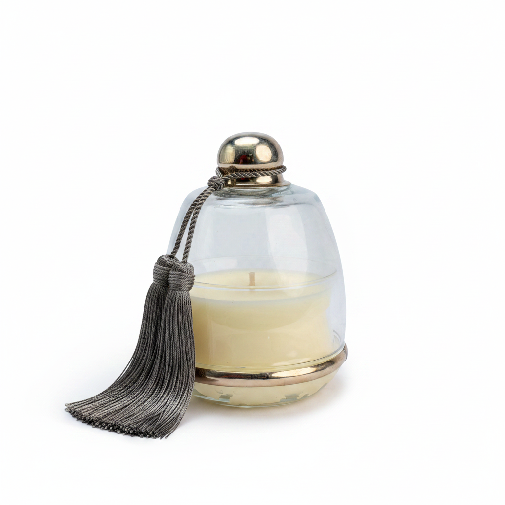 Bougie cloche gland argenté — studio e-commerce
