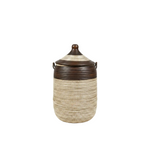 Vue de côté - Panier de rangement cuir artisanat Sénégal
