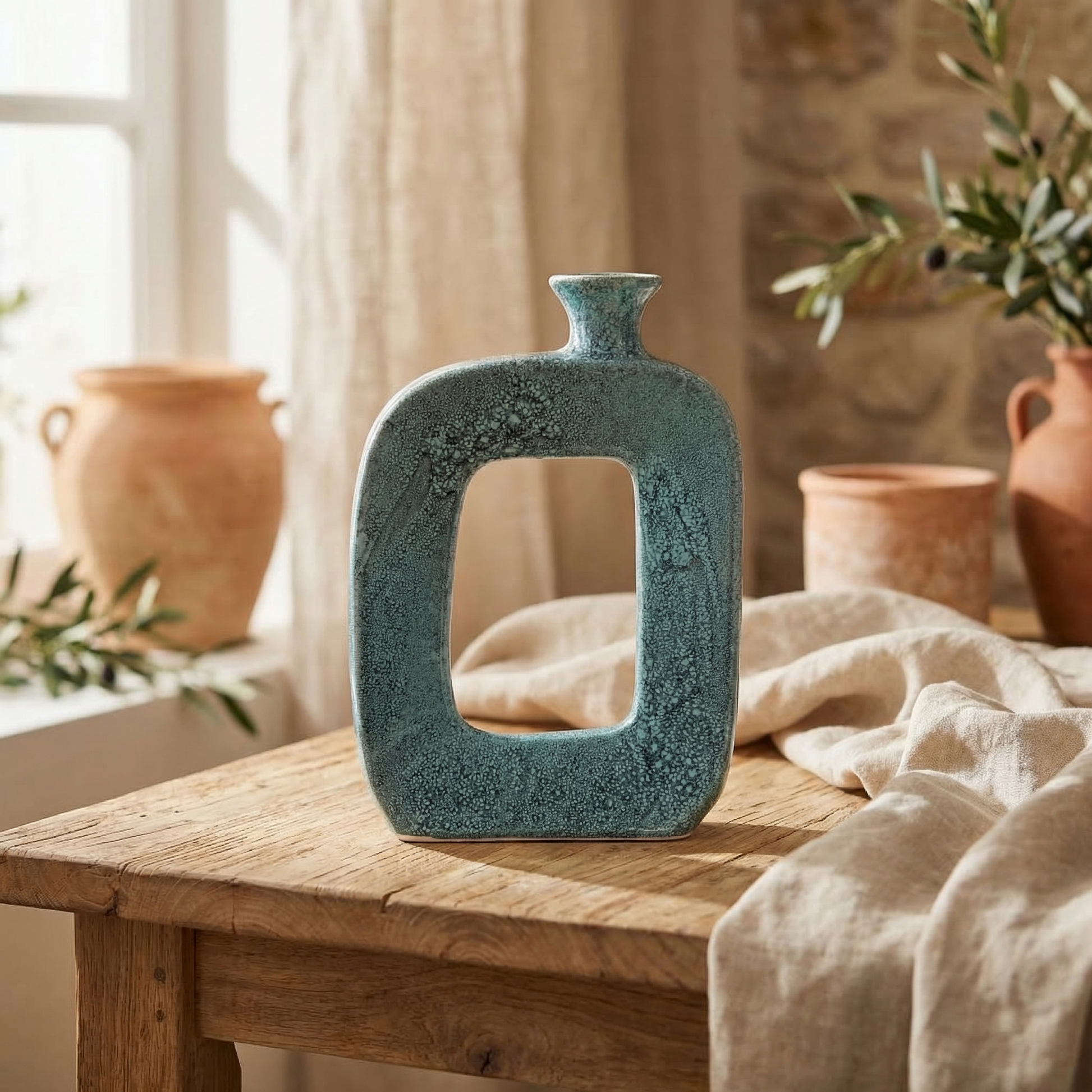 Vase carré en céramique moucheté