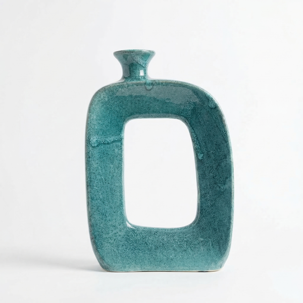 Vase carré en céramique moucheté