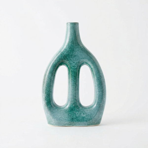 Vase deux branches céramique moucheté - Artisanat Maroc