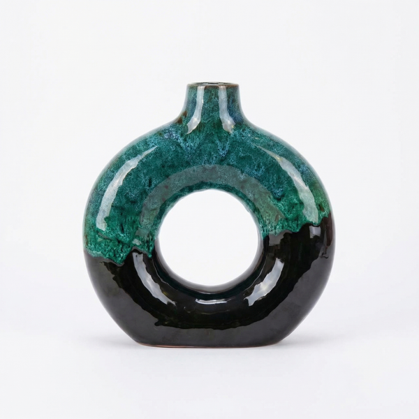Vase rond bicolore céramique