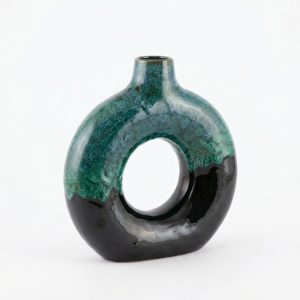 Vase rond bicolore céramique